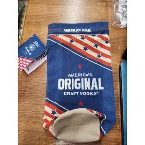 Brand New Tito's Vodka American Flag Drawstring Bottle Bag Embroidered USA Flag